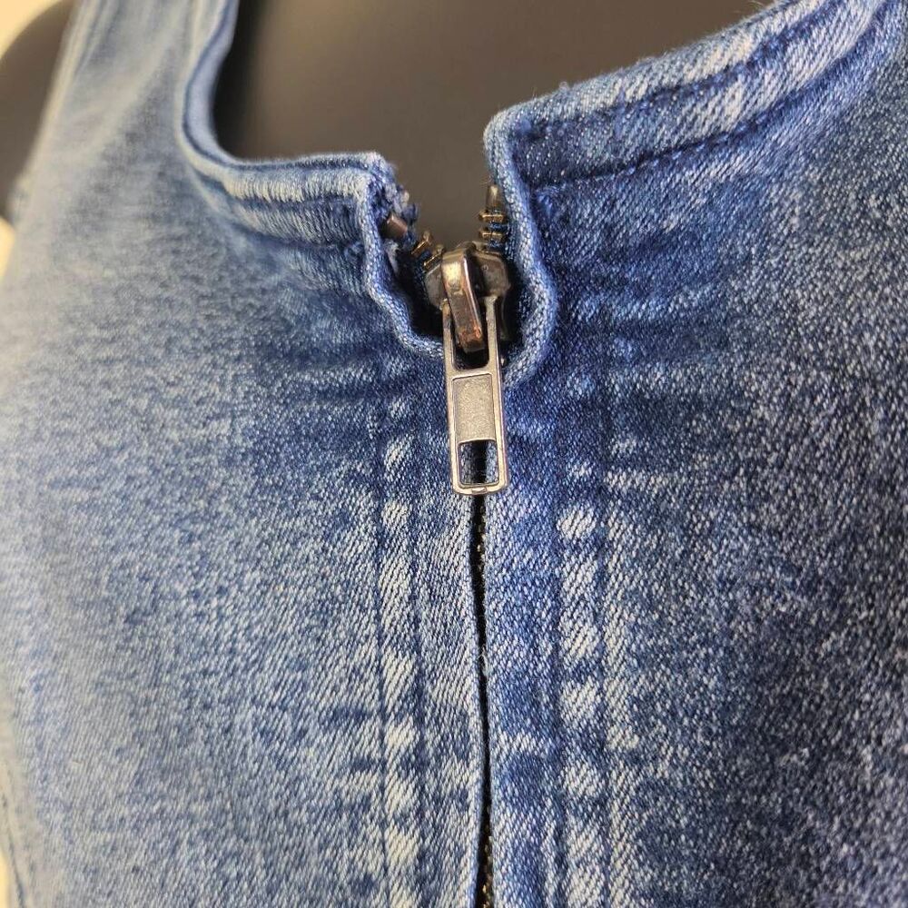 Venus Denim Sleeveless Zip-Front Bodycon Dress - Picture 3 of 7